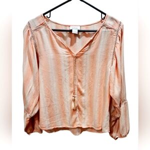 Ariat long sleeve pink peasant blouse boho  size S